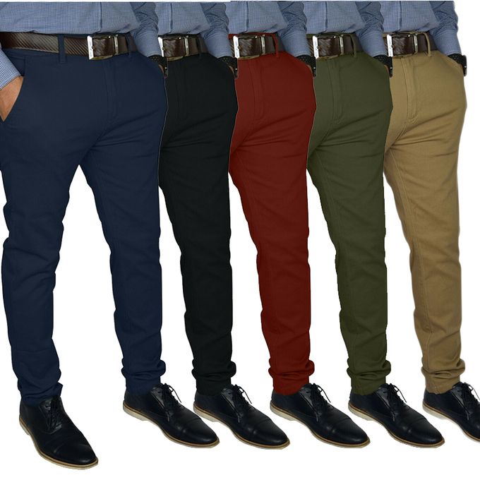 Men Trousers 5 Piece Formal Chino Trousers Set   Multicolour