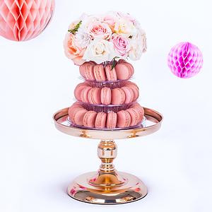 Silver Gold Round Hanging Crystal Beaded Mirror Dessert Mini Cup Cake Stand Set Wedding