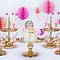 Silver-gold round hanging crystal beaded mirror dessert mini cup cake stand set wedding