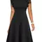 Women's vintage dress ruffle flared a line swing casual cocktail party dresses with pockets
