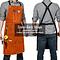 Unisex leather welding apron with 6 pockets - heavy duty tools shop apron, adjustable m to xxl (brown)