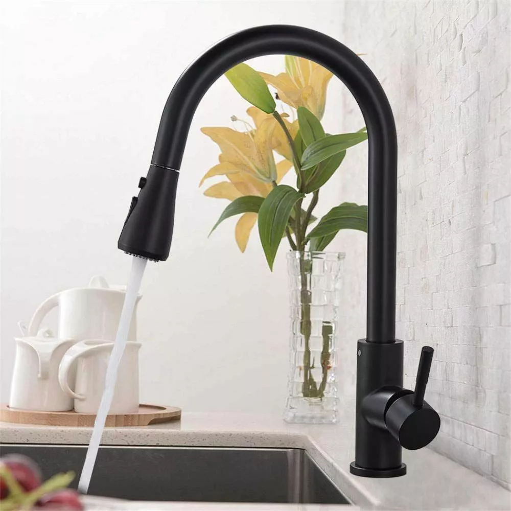 Pull-out kitchen tap water pull down sprayer faucet single hole deck