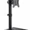 Monitor stand for 13”-32” screens, ergear single freestanding monitor arm with tempered glass base, vesa monitor desk mount with height adjustable swivel, tilt, rotation, vesa 75x75 100x100 