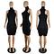 Sleeveless black hot hip solid color wood ears clothes women dress
