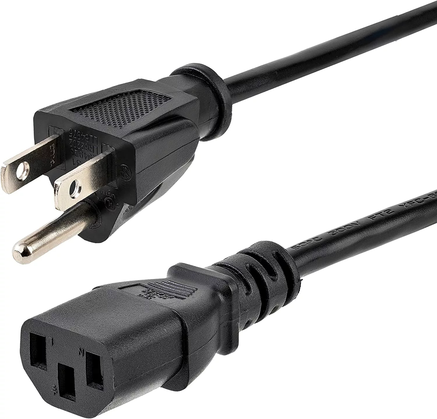 Startech.com 1ft (30m) computer power cord, nema 5-15p to c13, 10a 125v, 18awg, black replacement ac power cord, printer power cord, pc power supply cable, monitor power cable - ul listed (pxt1011)