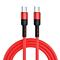2m length nylon braided usb-c charging cable - red