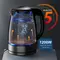 Glass kettle cordless electric glass kettle digital 2.0l led light keep warm blue led 
