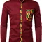 Men's african dashiki shirt, stand-up collar tribal graphic patchwork long sleeve