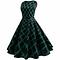 Women hepburn retro wind printed plaid waist dress,vintage floral plaid