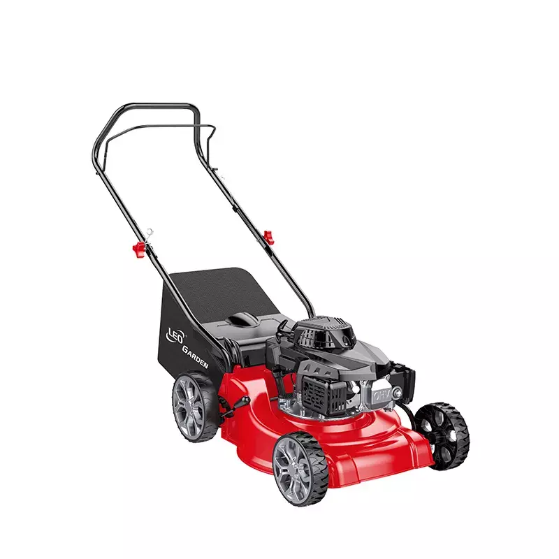Lawn mower 4-stroke grass cutter garden hand push powered operated gasoline engine petrol leo lm40-e   self-propelled lawn mower