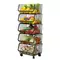 Trolley basket movable kitchen shelf stainless steel food rack storage
