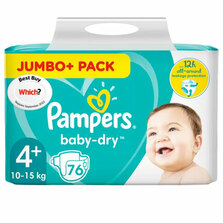 Asda Pampers Baby Dry Size 4+ Nappies Jumbo+ Pack 76pk