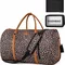 Garment bag for travel convertible carry on garment bag large travel duffel bags for women 2 in 1 hanging suitcase suit travel bags for women & men 3pcs set, c-brown leopard
