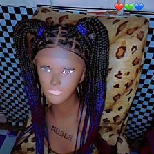 Knotless Braided Wig Quality Black And Blue Wig Cap Hair