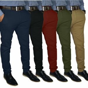Men Trousers 5 Piece Formal Chino Trousers Set   Multicolour